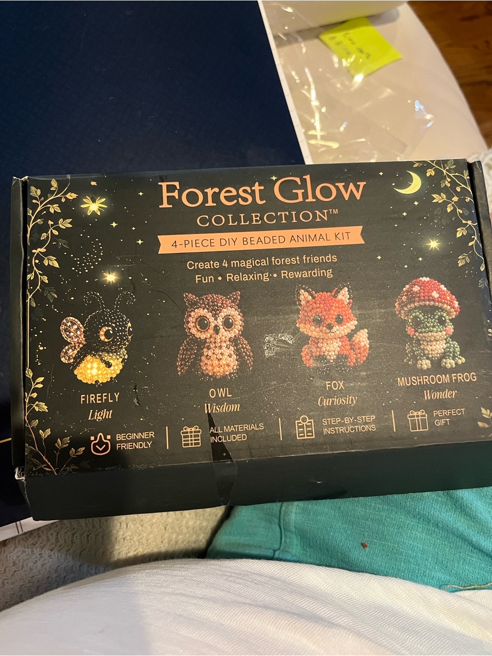Forest Glow Collection 4-Piece DIY Beaded Animal Kit - Black & Gold